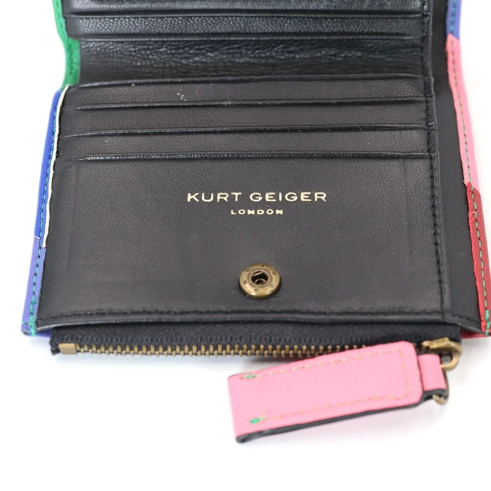 Kurt Geiger London Womens Bifold Wallet Multicolor Rainbow Stripe Leather Snap